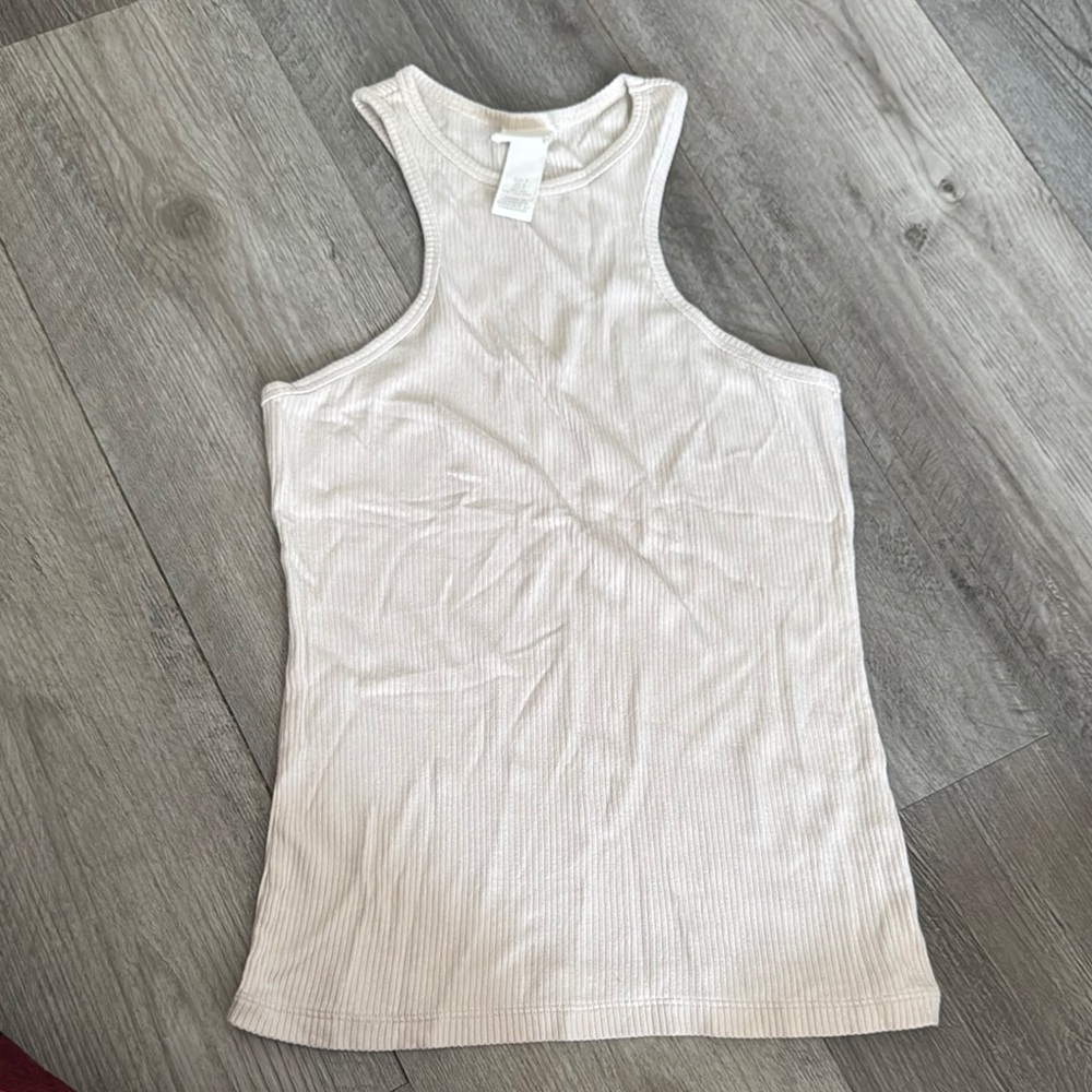 White Ribbed Tank Top